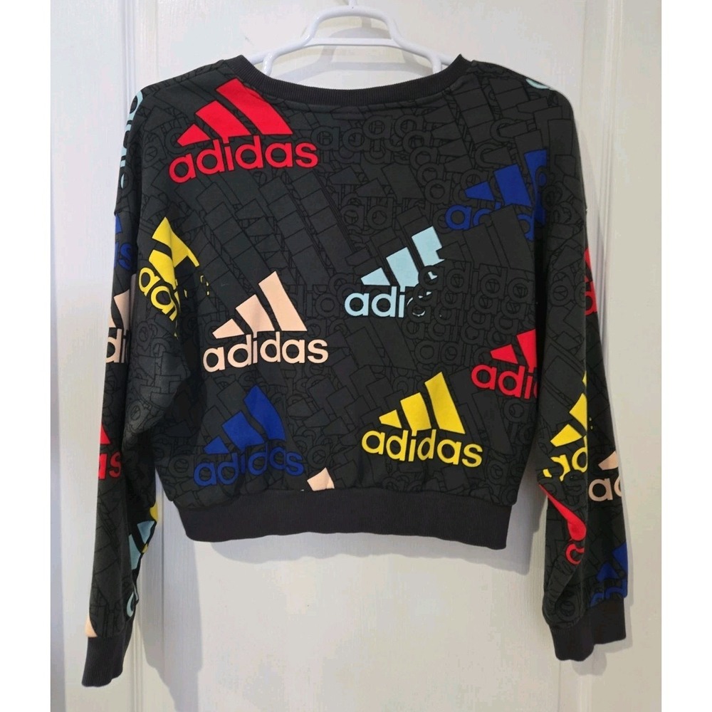 Womens Adidas Logo Cropped Sweatshirt Sz Large Streetwear Athleisure